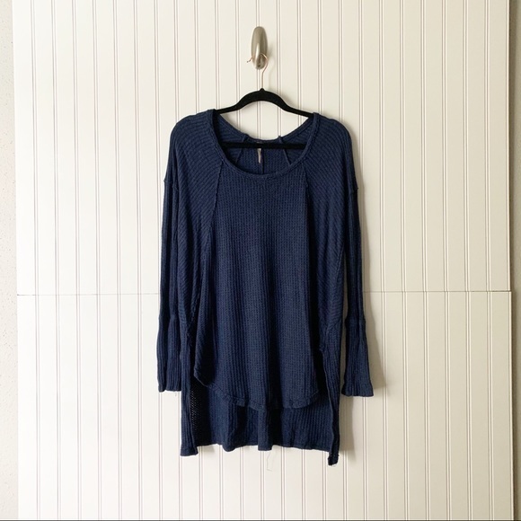 Free People Oversized Blue Thermal Tunic - Picture 1 of 5